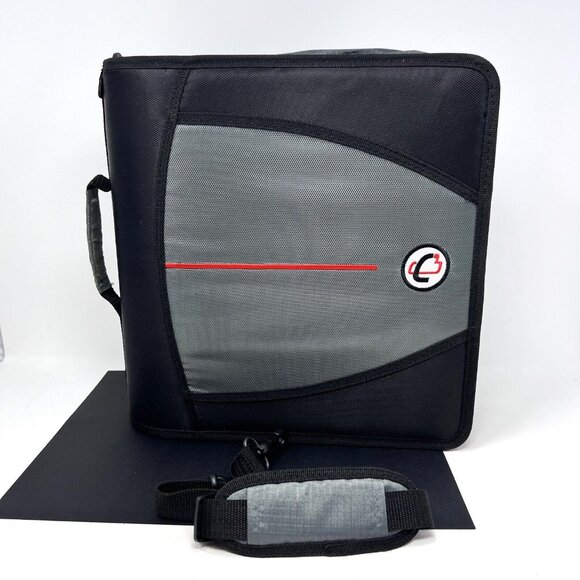 Case-It Mighty Zip Tab 3-Ring 3-inch Zipper Binder Expanding File Black/Gray New - Picture 2 of 3